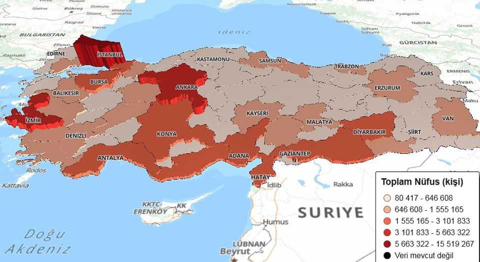 Türkiye nüfusu açıklandı..  İşte illerin yeni nüfusları...