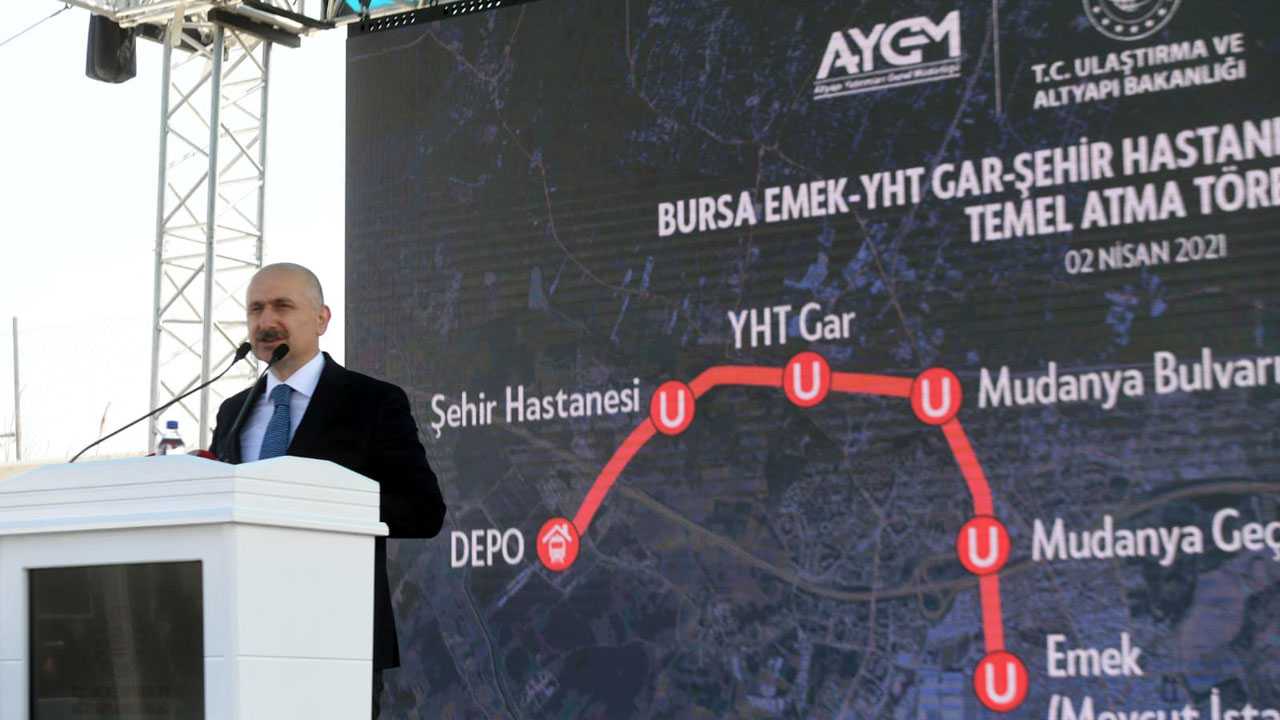 Ulaştırma Bakanı Bursada... Bursa Şehir Hastanesi metro hattının temeli atıldı