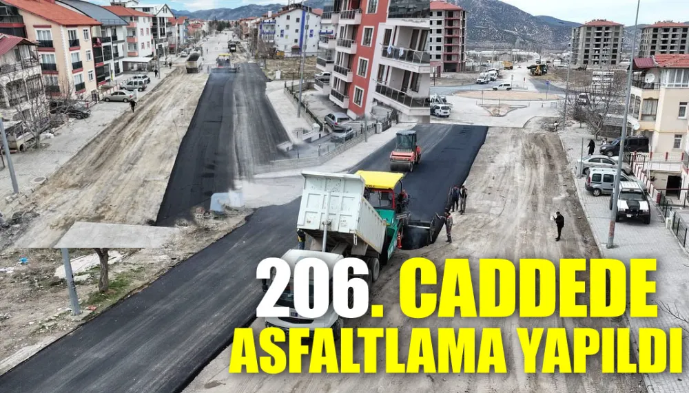 206. caddede asfaltlama yapıldı