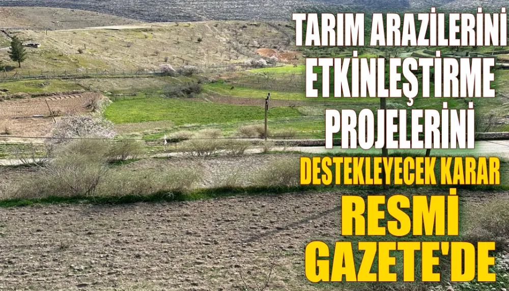Tarım Arazilerini Etkinleştirme projelerini destekleyecek karar Resmi Gazete