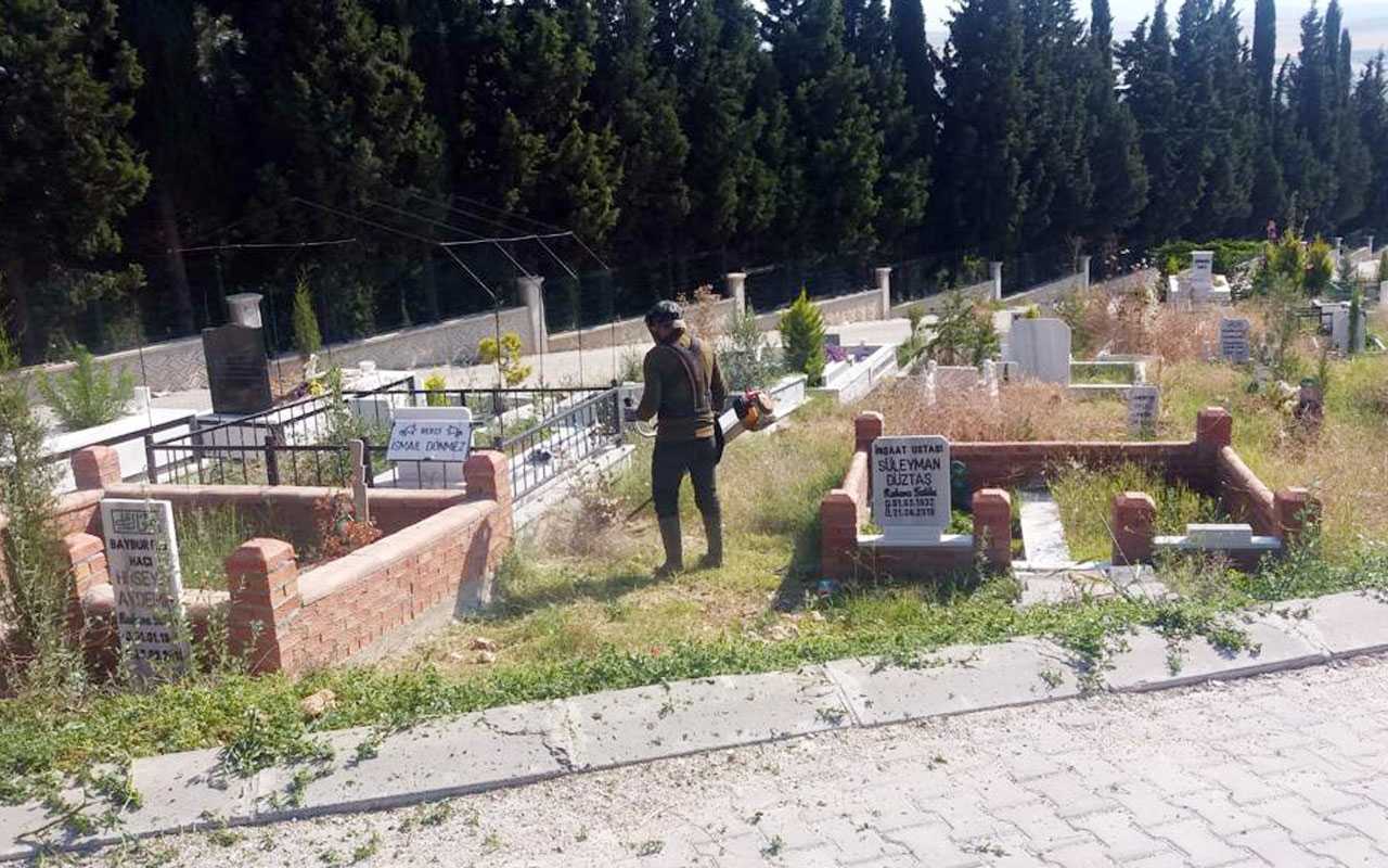 Manisa’da mezarlıklara bayram temizliği