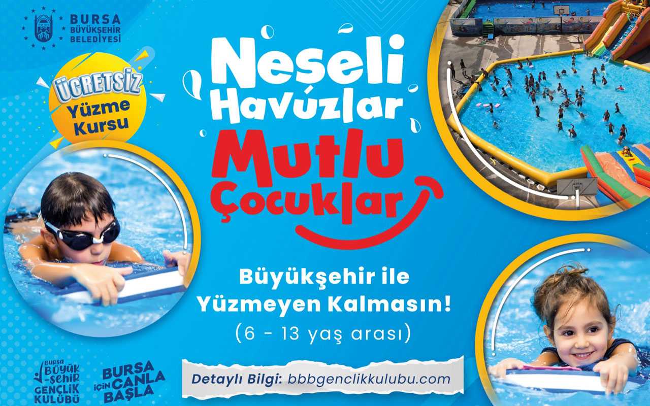 Bursa’da çocuklar portatif havuzda yüzme öğrenecek