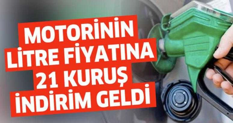 MOTORİNİN LİTRE FİYATINA 21 KURUŞ İNDİRİM GELDİ