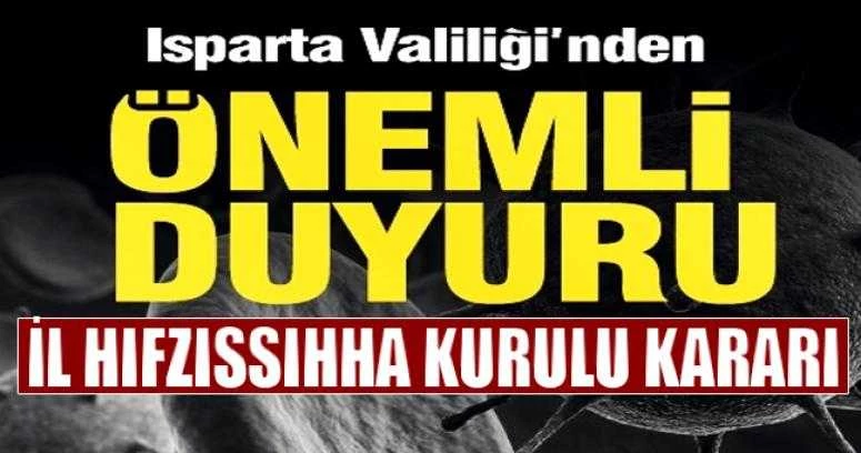 ISPARTA İL HIFZISSIHHA KURULU KARARI