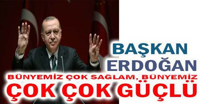 Cumhurbaşkanı Erdoğan: Bünyemiz çok sağlam, bünyemiz çok çok güçlü