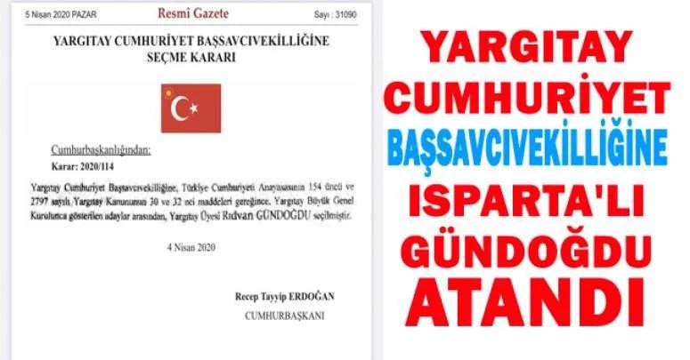 Yargıtay Cumhuriyet Başsavcıvekilliğine Isparta
