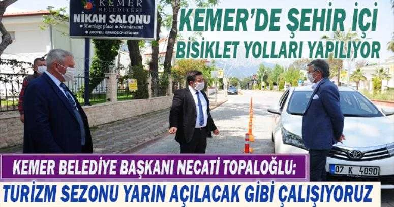 KEMER’DE ŞEHİR İÇİ BİSİKLET YOLLARI YAPILIYOR